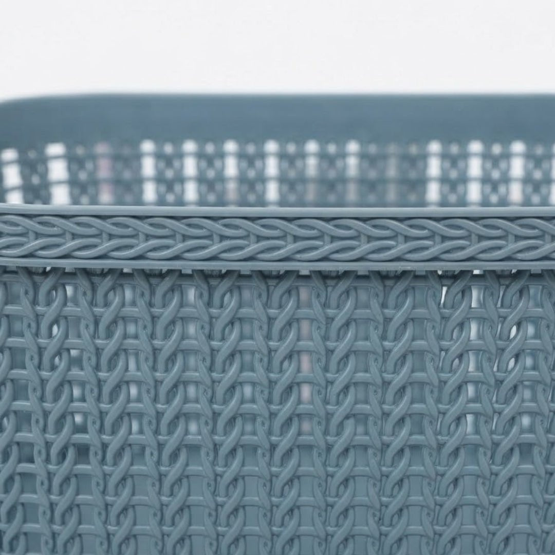Apex Plastic Rattan-Style Net Basket - 24×17 cm - Brown / Dusty Blue - Al Kabayel Discount CentreApex Plastic Rattan-Style Net Basket - 24×17 cm - Brown / Dusty BlueOrganizers & AccessoriesAPEXAl Kabayel Discount Centre