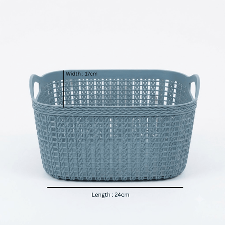 Apex Plastic Rattan-Style Net Basket - 24×17 cm - Brown / Dusty Blue - Al Kabayel Discount CentreApex Plastic Rattan-Style Net Basket - 24×17 cm - Brown / Dusty BlueOrganizers & AccessoriesAPEXAl Kabayel Discount Centre