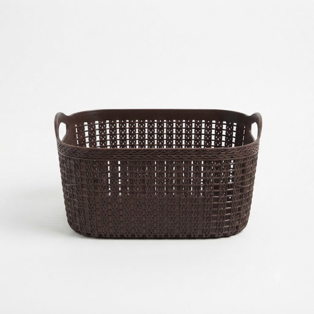 Apex Plastic Rattan-Style Net Basket - 24×17 cm - Brown / Dusty Blue - Al Kabayel Discount CentreApex Plastic Rattan-Style Net Basket - 24×17 cm - Brown / Dusty BlueOrganizers & AccessoriesAPEXAl Kabayel Discount Centre