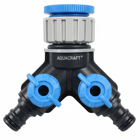 Aquacraft 3/4 Inch Double Tap Connector – Dual Water Flow Control Adapter for Garden & Outdoor Use - Al Kabayel Discount CentreAquacraft 3/4 Inch Double Tap Connector – Dual Water Flow Control Adapter for Garden & Outdoor UseGardening ToolsAQUACRAFTAl Kabayel Discount Centre