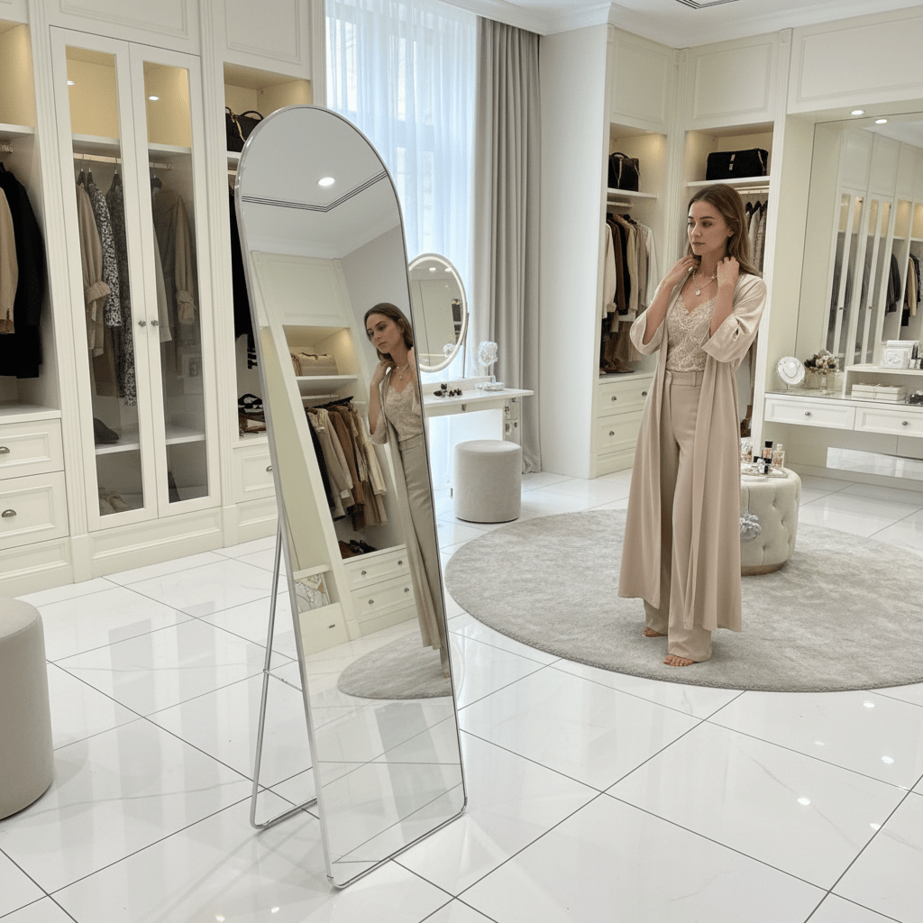 Arched Full-Length Floor Mirror with Metal Stand - 160× 40cm - Al Kabayel Discount CentreArched Full-Length Floor Mirror with Metal Stand - 160× 40cmMirrorsAKDCAl Kabayel Discount Centre