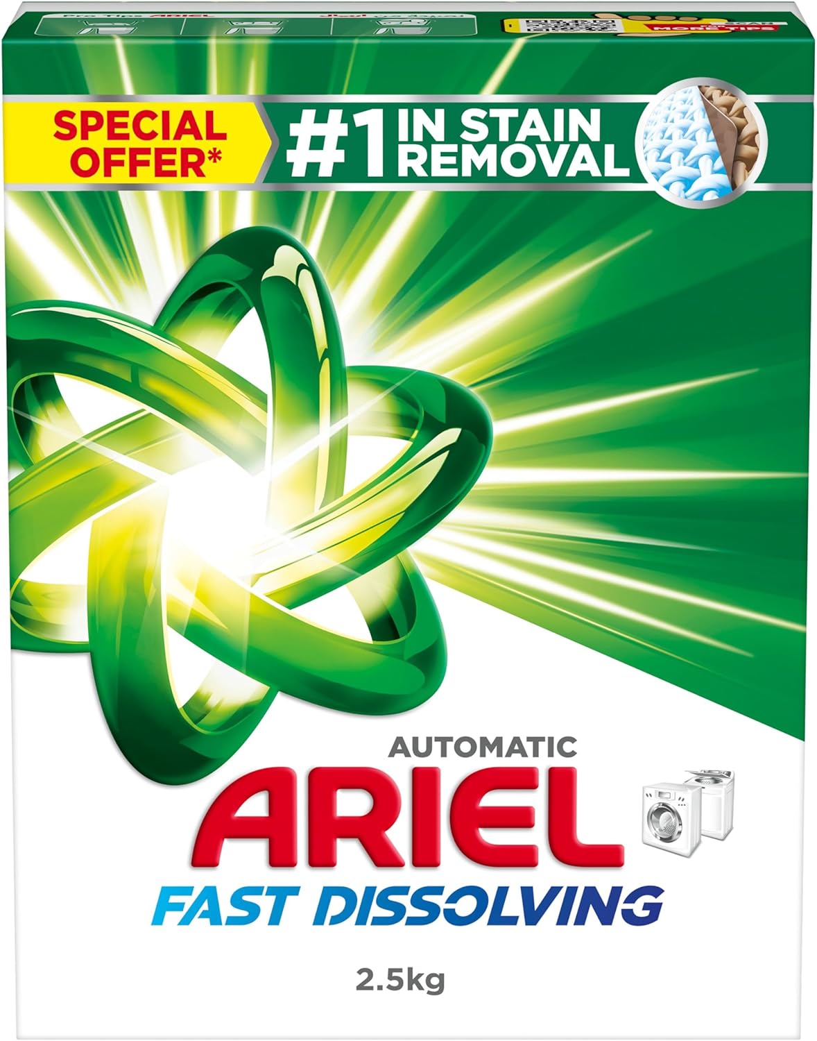 Ariel Fast Automatic Dissolving Laundry Detergent Powder, 2.5 KG - Al Kabayel Discount CentreAriel Fast Automatic Dissolving Laundry Detergent Powder, 2.5 KGLaundry CareARIELAl Kabayel Discount Centre