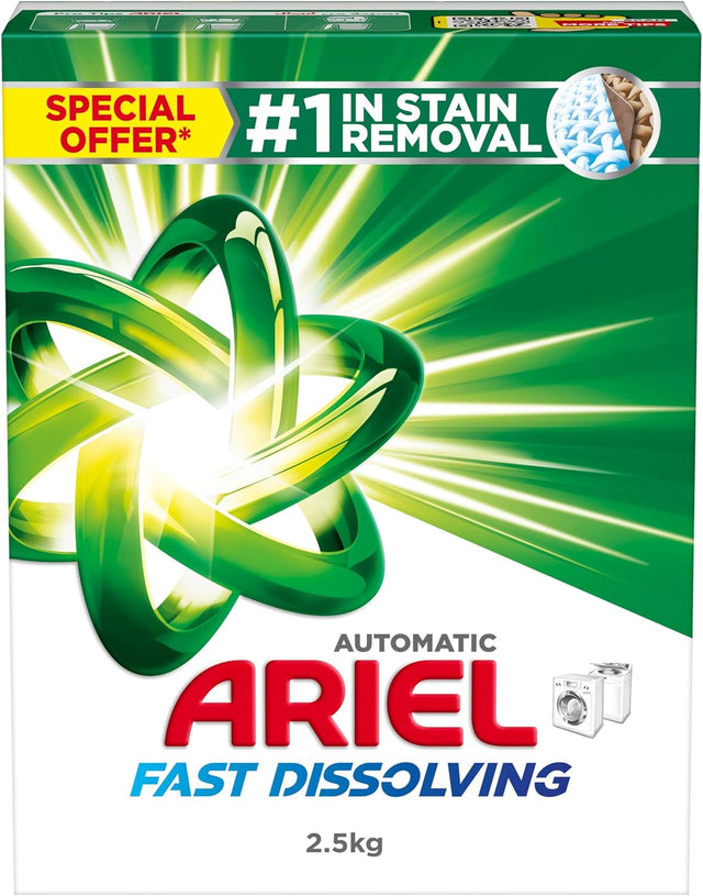 Ariel Fast Automatic Dissolving Laundry Detergent Powder, 2.5 KG - Al Kabayel Discount CentreAriel Fast Automatic Dissolving Laundry Detergent Powder, 2.5 KGLaundry CareARIELAl Kabayel Discount Centre