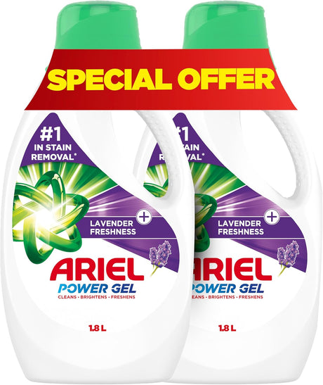 Ariel Lavender Laundry Detergent Liquid Gel, Dual Pack (2x1.8L) - Al Kabayel Discount CentreAriel Lavender Laundry Detergent Liquid Gel, Dual Pack (2x1.8L)Home SuppliesARIELAl Kabayel Discount Centre