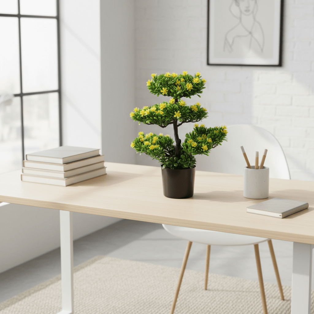 Artificial Bonsai Tree with Yellow Blooms | 35cm | Black Vase | Premium Faux Plant Décor - Al Kabayel Discount CentreArtificial Bonsai Tree with Yellow Blooms | 35cm | Black Vase | Premium Faux Plant DécorArtificial FloraAKDCAl Kabayel Discount Centre