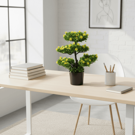 Artificial Bonsai Tree with Yellow Blooms | 35cm | Black Vase | Premium Faux Plant Décor - Al Kabayel Discount CentreArtificial Bonsai Tree with Yellow Blooms | 35cm | Black Vase | Premium Faux Plant DécorArtificial FloraAKDCAl Kabayel Discount Centre