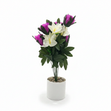 Artificial Flower Plant Purple with White Plastic Pot - 45cm