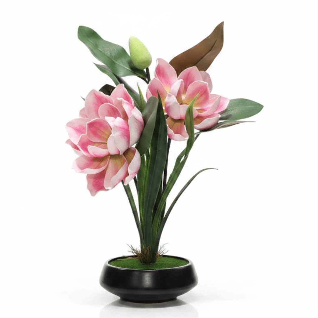 Artificial Flower Plant with Black Ceramic Pot - 40×14cm - Yellow / Red / White / Pink - Al Kabayel Discount CentreArtificial Flower Plant with Black Ceramic Pot - 40×14cm - Yellow / Red / White / PinkArtificial FloraAKDCAl Kabayel Discount Centre