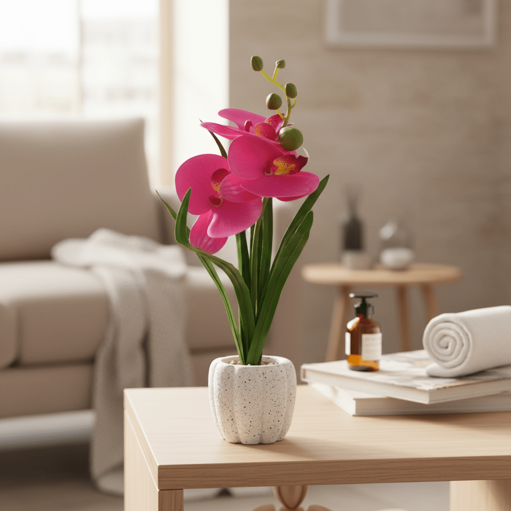 Artificial Pink Orchid Flower Plant in Chalk Pot - 35cm - Al Kabayel Discount CentreArtificial Pink Orchid Flower Plant in Chalk Pot - 35cmArtificial FloraAKDCAl Kabayel Discount Centre