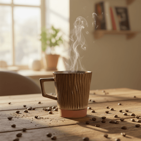 Artisan Ridged Ceramic Mug — Glossy Brown | 300ml - Al Kabayel Discount CentreArtisan Ridged Ceramic Mug — Glossy Brown | 300mlMugsAKDCAl Kabayel Discount Centre