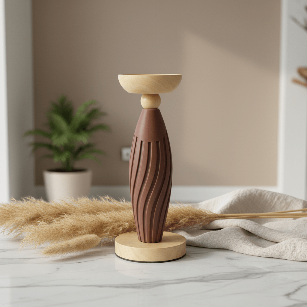 Artisan Two - Tone Candle Holder | Brown Plastic & Natural Wood | 26cm - Al Kabayel Discount CentreArtisan Two - Tone Candle Holder | Brown Plastic & Natural Wood | 26cmHome Décor AccentsAKDCAl Kabayel Discount Centre