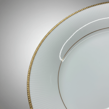 Ascot White Porcelain Dinner Plate with Gold Beaded Rim — 10 Inch - Al Kabayel Discount CentreAscot White Porcelain Dinner Plate with Gold Beaded Rim — 10 InchPlatesASCOTAl Kabayel Discount Centre