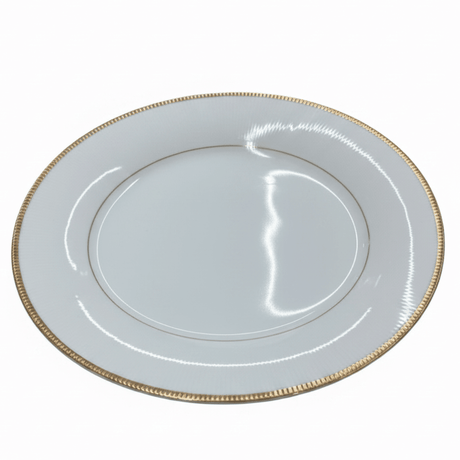 Ascot White Porcelain Dinner Plate with Gold Beaded Rim — 10 Inch - Al Kabayel Discount CentreAscot White Porcelain Dinner Plate with Gold Beaded Rim — 10 InchPlatesASCOTAl Kabayel Discount Centre