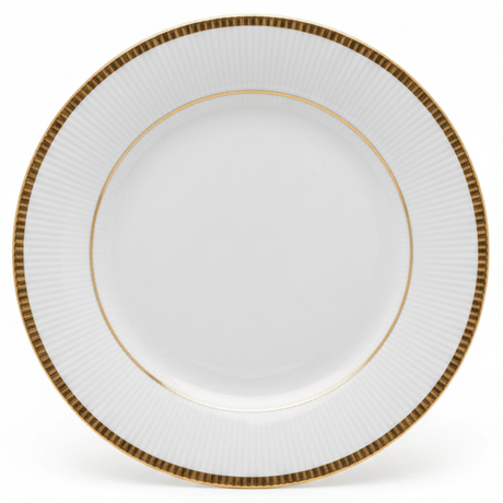 Ascot White Porcelain Meat Plate with Gold Rim — 6.75 Inch | Premium Dining Servingware - Al Kabayel Discount CentreAscot White Porcelain Meat Plate with Gold Rim — 6.75 Inch | Premium Dining ServingwarePlatesASCOTAl Kabayel Discount Centre