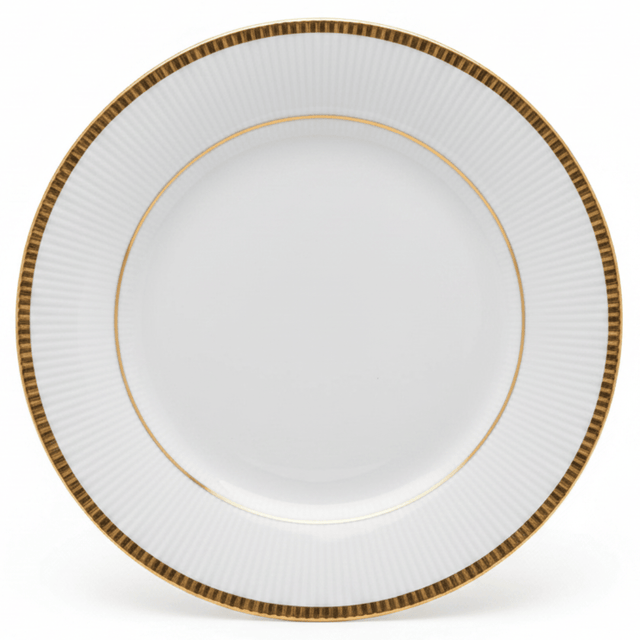 Ascot White Porcelain Meat Plate with Gold Rim — 6.75 Inch | Premium Dining Servingware - Al Kabayel Discount CentreAscot White Porcelain Meat Plate with Gold Rim — 6.75 Inch | Premium Dining ServingwarePlatesASCOTAl Kabayel Discount Centre