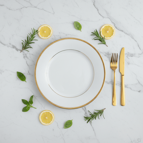 Ascot White Porcelain Meat Plate with Golden Rim — 7.5 Inch - Al Kabayel Discount CentreAscot White Porcelain Meat Plate with Golden Rim — 7.5 InchPlatesASCOTAl Kabayel Discount Centre
