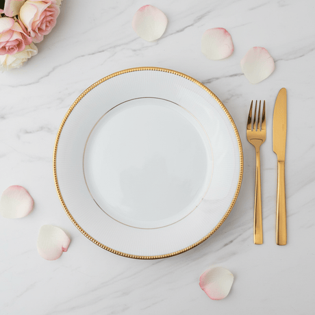 Ascot White Porcelain Meat Plate with Golden Rim — 9 Inch - Al Kabayel Discount CentreAscot White Porcelain Meat Plate with Golden Rim — 9 InchPlatesASCOTAl Kabayel Discount Centre