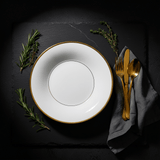 Ascot White Porcelain Soup Plate with Gold Rim — 9 Inch - Al Kabayel Discount CentreAscot White Porcelain Soup Plate with Gold Rim — 9 InchPlatesASCOTAl Kabayel Discount Centre