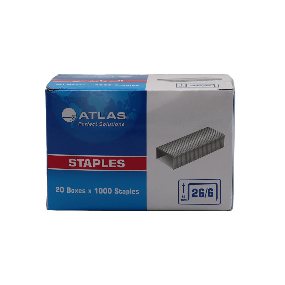 Atlas Staples Perfect Solutions 6mm 26/6 Set Of 20 Box - Al Kabayel Discount CentreAtlas Staples Perfect Solutions 6mm 26/6 Set Of 20 BoxPaper Clips, Staples & FastenersATLASAl Kabayel Discount Centre