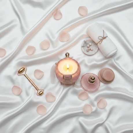 AURA+CO Luxury Scented Candle | Glass Jar with Lid | 12-Hour Burn Time | 10×10cm | Rose Petals & Jasmine / French Vanilla - Al Kabayel Discount CentreAURA+CO Luxury Scented Candle | Glass Jar with Lid | 12-Hour Burn Time | 10×10cm | Rose Petals & Jasmine / French VanillaHome FragrancesAURA+COAl Kabayel Discount Centre