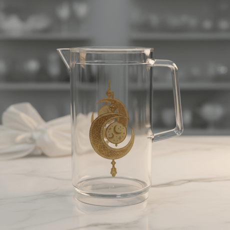 Aurora Luxe Clear Acrylic Water & Juice Jug with Metallic Gold Decorative Print – 2 Litre Capacity - Al Kabayel Discount CentreAurora Luxe Clear Acrylic Water & Juice Jug with Metallic Gold Decorative Print – 2 Litre CapacityJugsAKDCAl Kabayel Discount Centre
