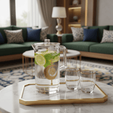 Aurora Luxe Clear Acrylic Water & Juice Jug with Metallic Gold Decorative Print – 2 Litre Capacity - Al Kabayel Discount CentreAurora Luxe Clear Acrylic Water & Juice Jug with Metallic Gold Decorative Print – 2 Litre CapacityJugsAKDCAl Kabayel Discount Centre