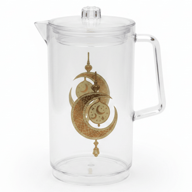 Aurora Luxe Clear Acrylic Water & Juice Jug with Metallic Gold Decorative Print – 2 Litre Capacity - Al Kabayel Discount CentreAurora Luxe Clear Acrylic Water & Juice Jug with Metallic Gold Decorative Print – 2 Litre CapacityJugsAKDCAl Kabayel Discount Centre