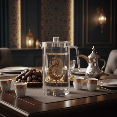 Aurora Luxe Clear Acrylic Water & Juice Jug with Metallic Gold Decorative Print – 2 Litre Capacity - Al Kabayel Discount CentreAurora Luxe Clear Acrylic Water & Juice Jug with Metallic Gold Decorative Print – 2 Litre CapacityJugsAKDCAl Kabayel Discount Centre
