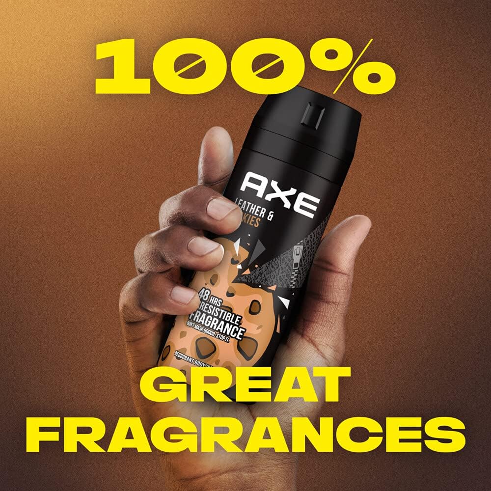 AXE Body Spray Deodorant for Men Long Lasting Odour Protection, Leather & Cookies, for 48 hours Irresistible Fragrance - 150ML - Al Kabayel Discount CentreAXE Body Spray Deodorant for Men Long Lasting Odour Protection, Leather & Cookies, for 48 hours Irresistible Fragrance - 150MLFragrancesAXEAl Kabayel Discount Centre
