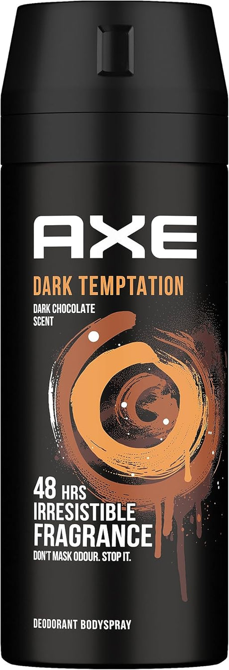 AXE Men Deodorant Body Spray, for long lasting odour protection, Dark Temptation, 48 hours irresistible fragrance - 150ML - Al Kabayel Discount CentreAXE Men Deodorant Body Spray, for long lasting odour protection, Dark Temptation, 48 hours irresistible fragrance - 150MLFragrancesAXEAl Kabayel Discount Centre
