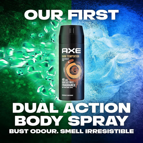 AXE Men Deodorant Body Spray, for long lasting odour protection, Dark Temptation, 48 hours irresistible fragrance - 150ML - Al Kabayel Discount CentreAXE Men Deodorant Body Spray, for long lasting odour protection, Dark Temptation, 48 hours irresistible fragrance - 150MLFragrancesAXEAl Kabayel Discount Centre