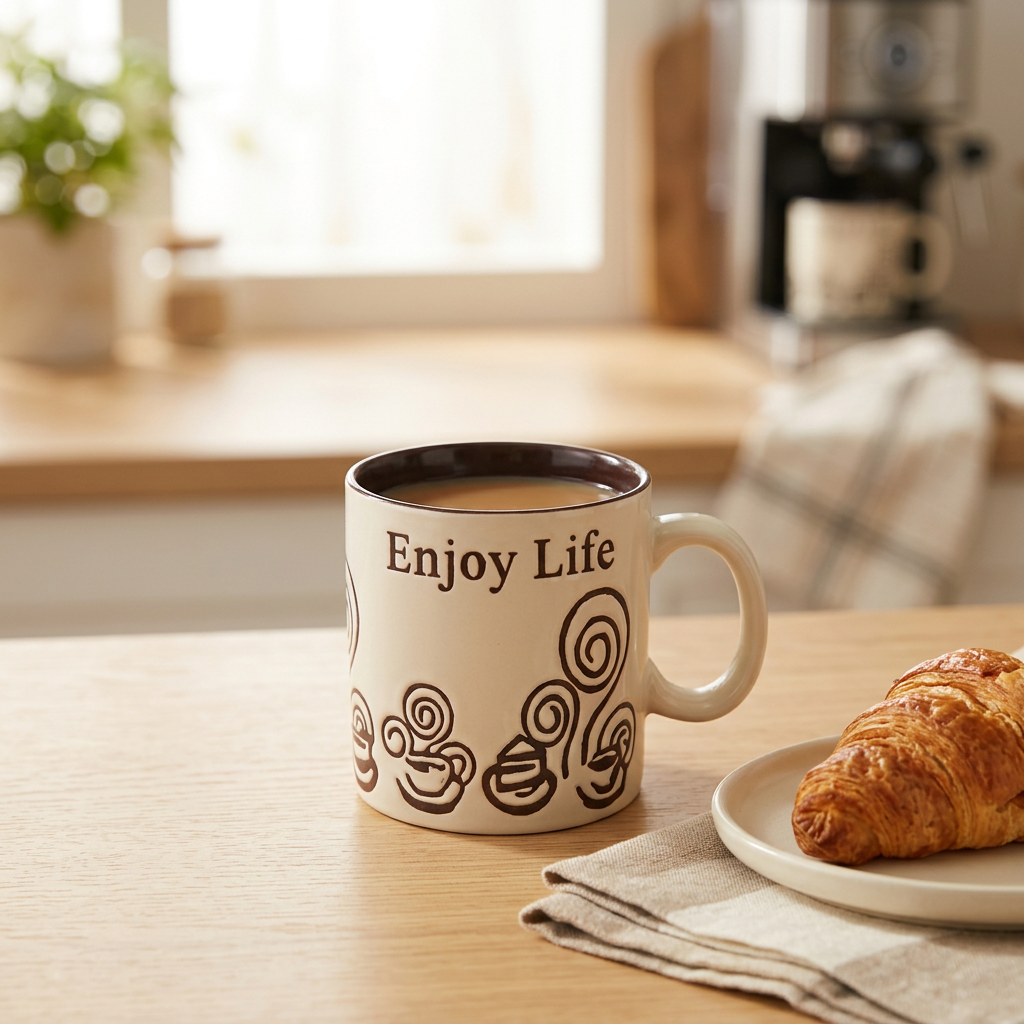 Royalford Ceramic Mug Cream & Dark Brown - 260ml