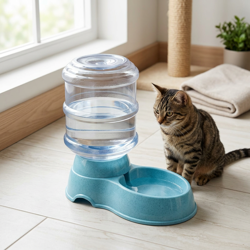 Plastic Pet Water Feeder with Clear Reservoir Blue - 30×30cm