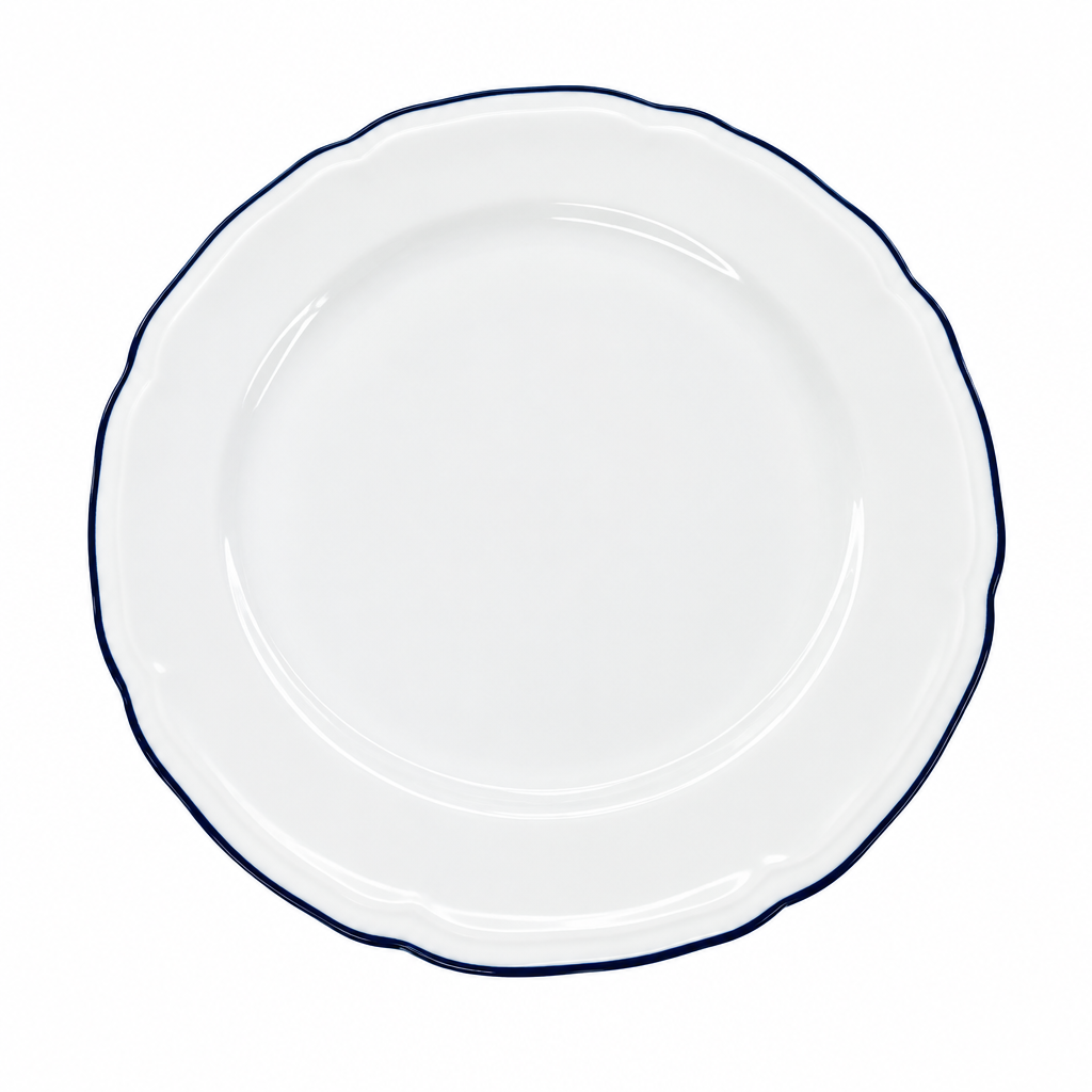 Luhpar Ceramic Dinner Plate White with Blue Rim - 26.8 cm