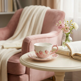 Luhpar Ceramic Cup & Saucer Set with Pink Strawberry Design - 300ml