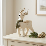 Decorative Reindeer Figurine with Gold Glitter Ivory White - 21×15cm
