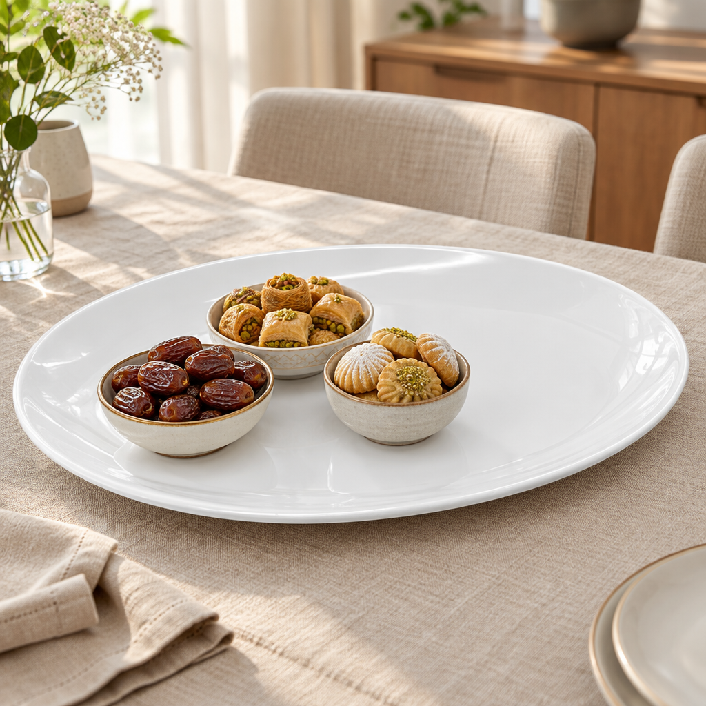 Harmony Oval Serving Tray White - 60×40cm