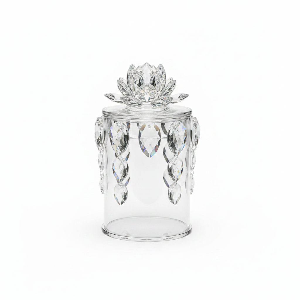 Glass Candy Pot with Lid - 12× 10cm