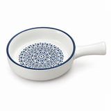 Che Brucia Ceramic Pan with Handle, Blue Rim & Floral Design - 8.5 × 8 Inch