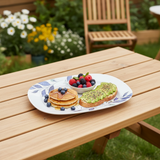 Henlee White & Blue Melamine Oval Plate - 12 Inch