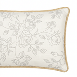 Rectangular Rose Print Cushion - Ivory & Grey – 30×70cm