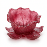 Resin Flower-Shaped Decorative Bowl Burgundy - 30cm