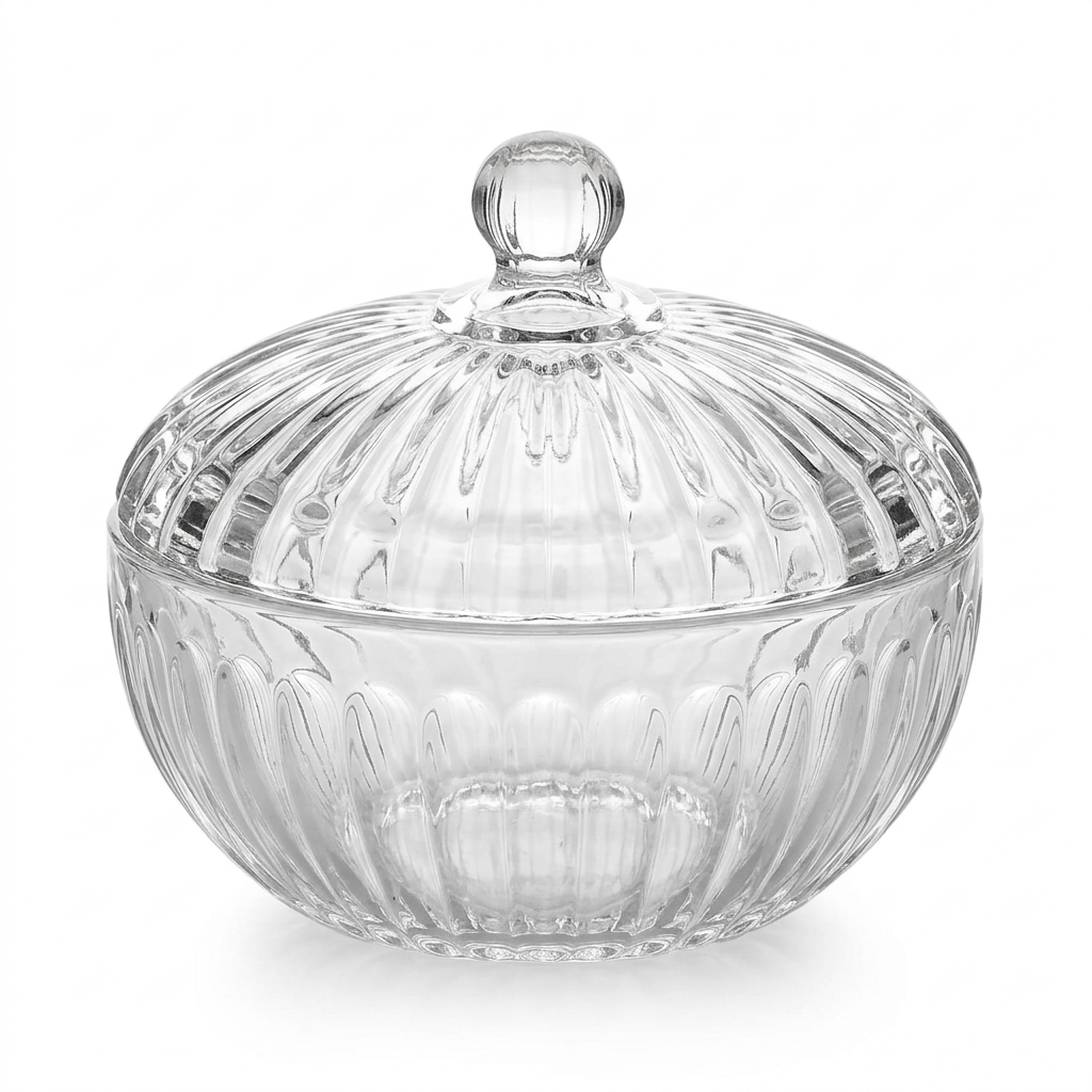 Deli Glass Sugar Pot with Decorative Lid – 8×10cm
