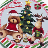 Metal Round Christmas Candy Box Green - 14cm