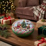 Metal Round Christmas Candy Box Green - 14cm