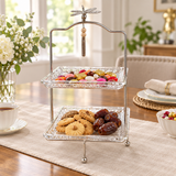 2-Tier Glass Candy Tray with Stand - 18×38cm