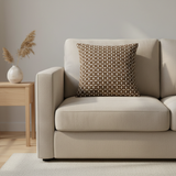Woven Pattern Cushion Brown & Cream - 40cm