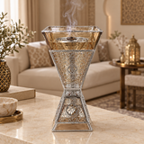 Metal & Amber-Toned Glass Incense Burner – 25×12cm