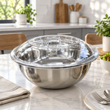 Stainless Steel Deep Bowl with Clear Acrylic Lid Silver – 36cm