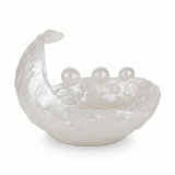 Resin Swan-Style Decorative Bowl Pearl White - 32×28cm